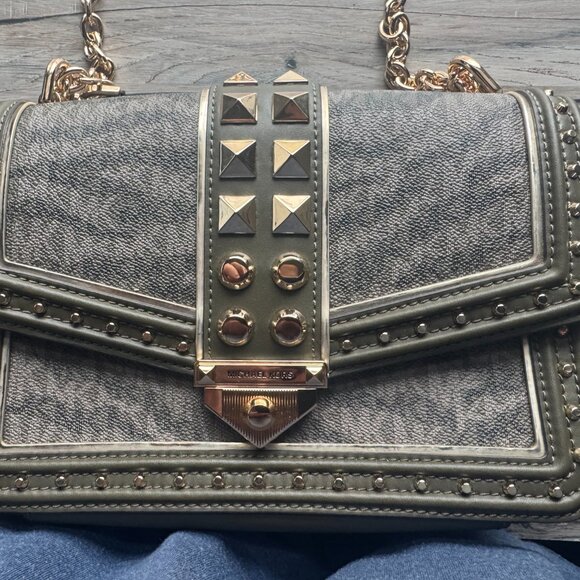 Michael Kors Large Studded Soho Frame Out Shoulder Bag - Olive - Picture 11 of 11